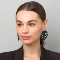 Серьги металл &laquo;Монстера &raquo; лист, цвет чёрный