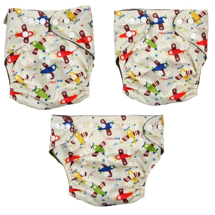 Многоразовый подгузник «Самолеты», 3-15 кг, угольно-бамбуковая ткань, разноцветный, Крошка Я Многоразовый подгузник «Самолеты», 3-15 кг, угольно-бамбуковая ткань, разноцветный, Крошка Я