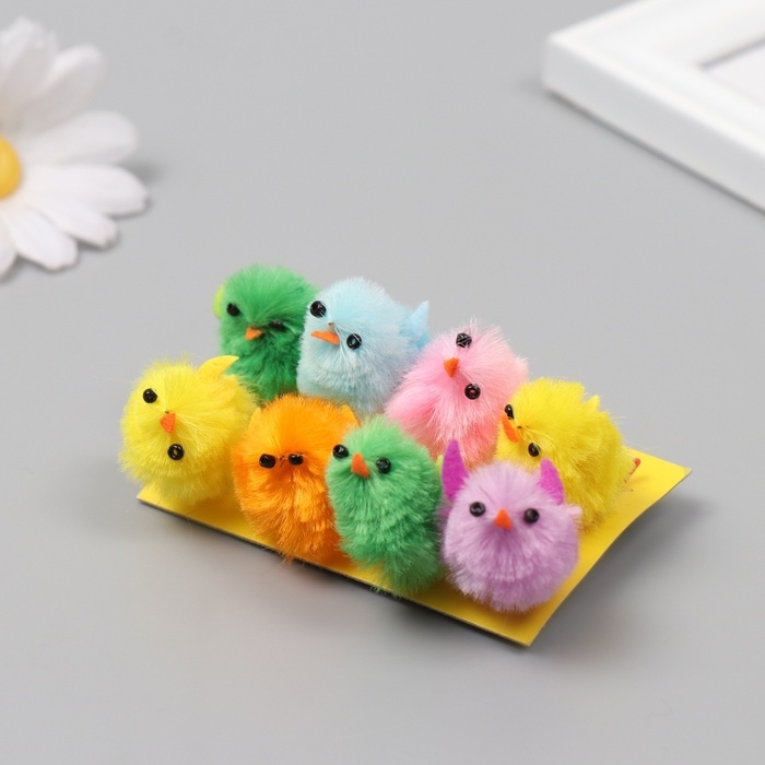Сувенир цыпа (набор 8 шт) "Цыплята с крылышками" h=3 см МИКС
