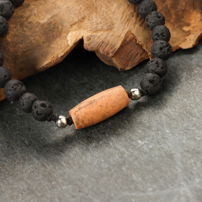 Браслет из лавы с бусиной Дзи &laquo;Гаруда&raquo; №3