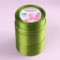 Набор атласных лент, 5 шт, размер лент: 6/10/20/40/50 мм &times; 23 &plusmn; 1 м, цвет травяной