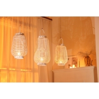 Подсвечник металл, PVC "Фонарик. Плетёнка" белый 39х25х25 см