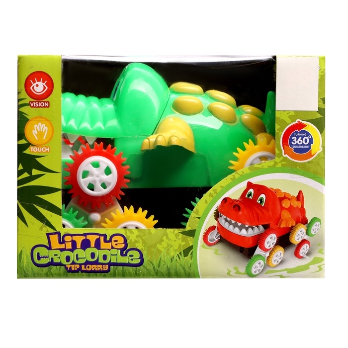 Машинка-перевёртыш &laquo;Крокодил&raquo;, работает от батареек, цвет зеленый