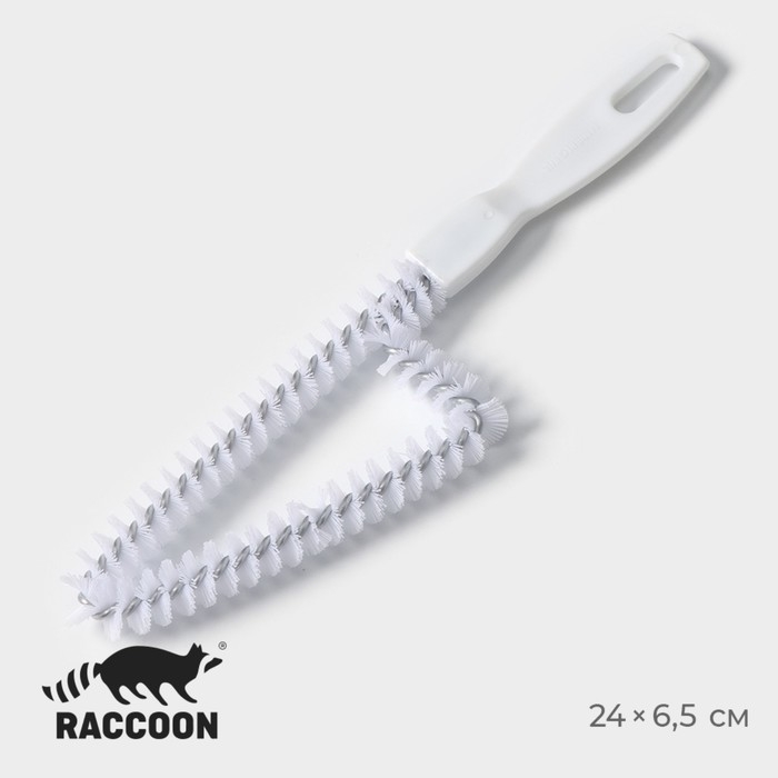 Щётка для чистки посуды и решёток-гриль Raccoon, треугольник, 24&times;6,5х1,5 см, цвет белый