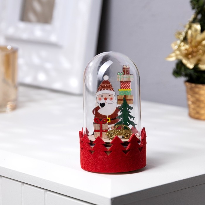 Светодиодная фигура под куполом &laquo;Дед Мороз&raquo; 6 &times; 9.5 &times; 6 см, дерево, батарейки LR1130х3 (в комплекте), свечение тёплое белое