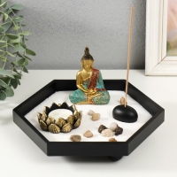 Сад камней Дзен "Будда и лотос" песок+аромапалочки+свеча 22х19х10 см Сад камней Дзен "Будда и лотос" песок+аромапалочки+свеча 22х19х10 см