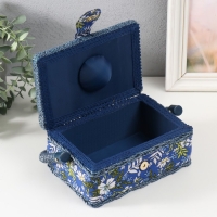 Шкатулка для рукоделия "Полевые цветы на синем" 18х12х9,5 см