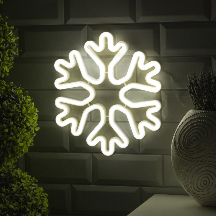 Неоновая вывеска &laquo;Снежинка&raquo; 30 см, батарейки ААх3 (не в комплекте), USB, свечение белое
