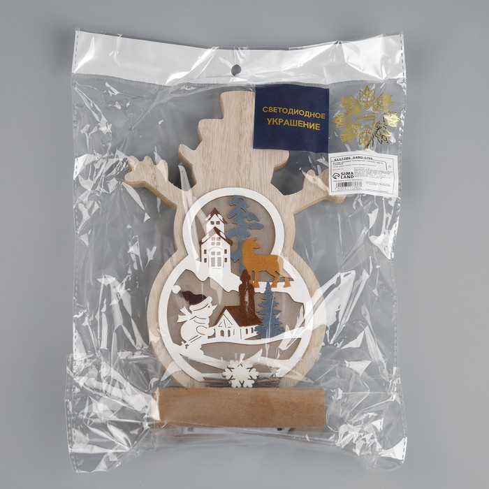 Светодиодная фигура «Снеговичок» 12 × 23 × 5 см, дерево, батарейки АААх2 (не в комплекте), свечение тёплое белое Светодиодная фигура «Снеговичок» 12 × 23 × 5 см, дерево, батарейки АААх2 (не в комплекте), свечение тёплое белое