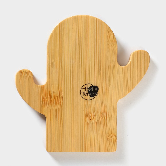 Набор фарфоровый для специй на бамбуковой подставке BellaTenero &laquo;Кактусы&raquo;, 2 предмета: солонка 75 мл, перечница 75 мл, цвет белый