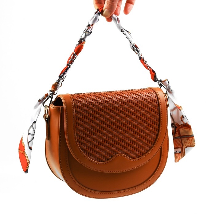 Цепочка с платком для сумки, с карабинами, 9 &times; 14 мм, 40 см, цвет красный/серебряный