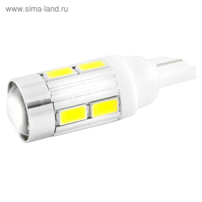Лампа светодиодная Skyway T10 (W5W), 12 В, 10 SMD диодов, с линзой, без цоколя, S08201107