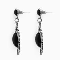 Серьги &laquo;Ажур&raquo; капля винтаж, чёрные в чернённом серебре