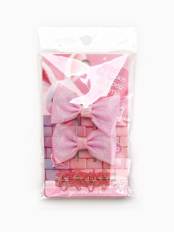 Бант для волос 2 шт, крабики &laquo;Милота&raquo;, 8 х 12,5 см