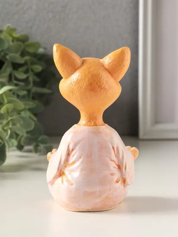 Статуэтка "Кот в позе лотоса" 12х7х5 см, гипс, рыжий