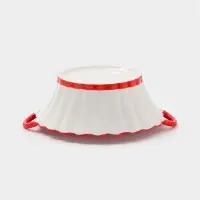 Бульонница с ручками Botanica, 20&times;17&times;6 см, фарфор, белая, красная