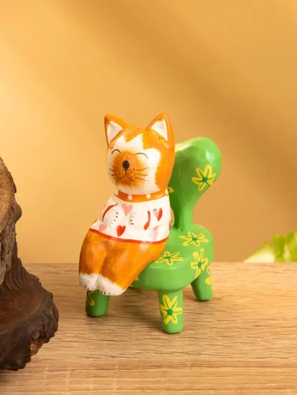 Сувенир дерево "Спящий котик на стуле" 4х5,5х7,5 см