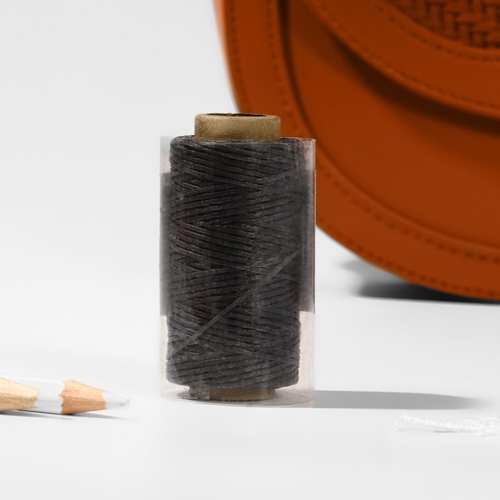 Нитки вощёные, плоские, 150D/16, 0,8 мм, 50 &plusmn; 2 м, цвет тёмно-серый