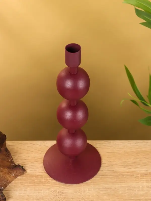 Подсвечник на 1 свечу "Баклажан" с 3 сферами 10х10х25 см