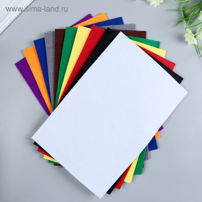 Набор фетра (мягкий) 2 мм 20х30 см 10 листов цв. ассорти Набор фетра (мягкий) 2 мм 20х30 см 10 листов цв. ассорти