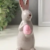 Сувенир керамика "Зайка с пасхальным яичком" серый 5,5х6,2х15 см