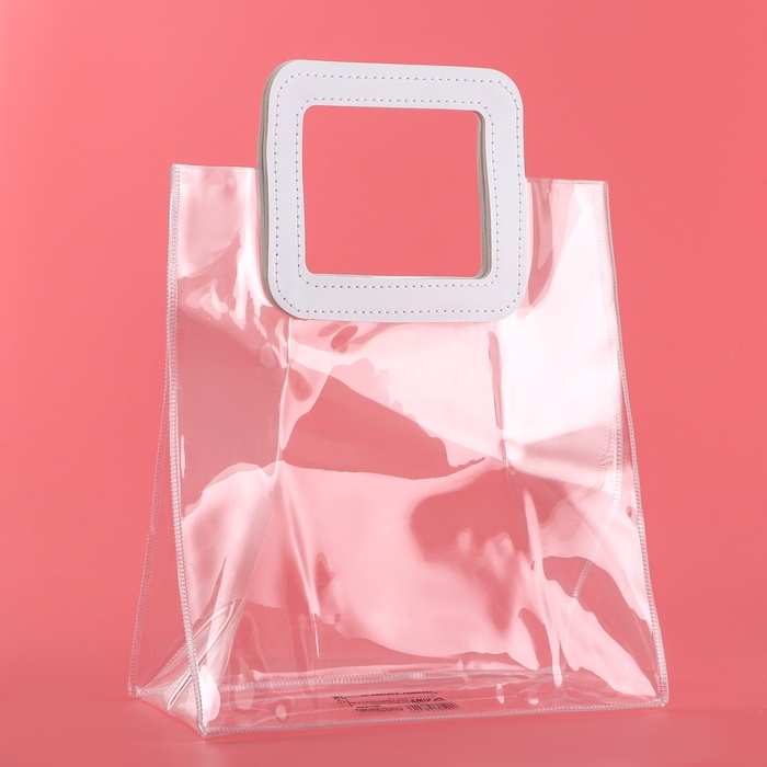 Пакет подарочный из ПВХ, белый, 26.5 x 23 x 12 см