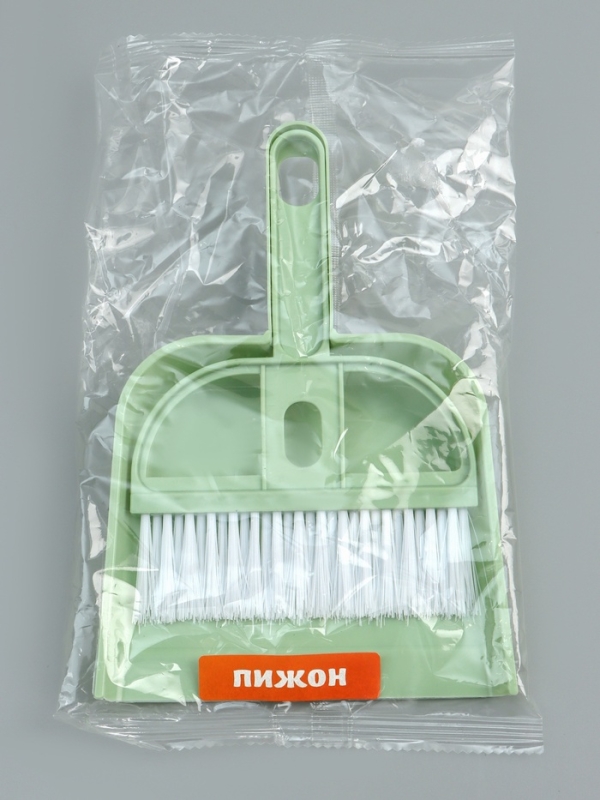 Совок со щёткой для уборки за животными 20 х 12 х 2 см, зеленый