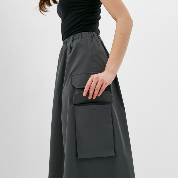 Юбка женская с накладным  карманом MINAKU: Safari  цвет графит, р-р 46