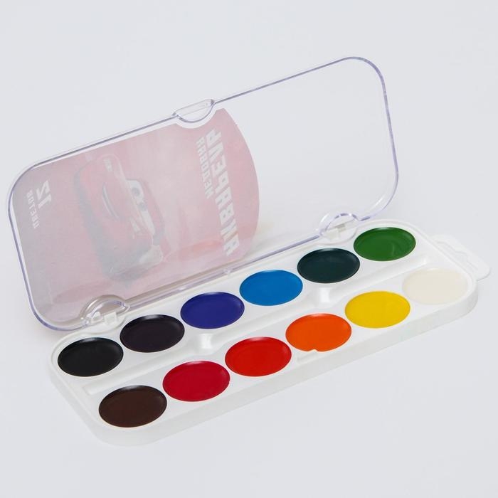 Акварель медовая &laquo;Тачки&raquo;, 12 цветов, без кисти