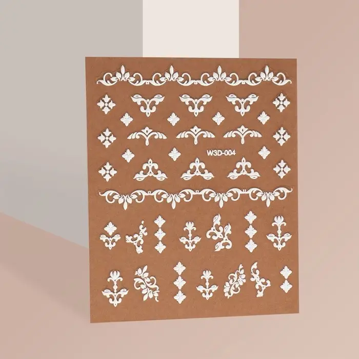 Наклейки для ногтей &laquo;Вензеля&raquo;, объёмные, белые