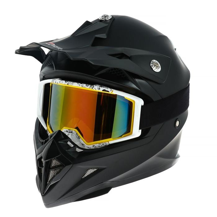 Очки-маска для езды на мототехнике, стекло зеркальное, цвет белый-желтый, ОМ-8