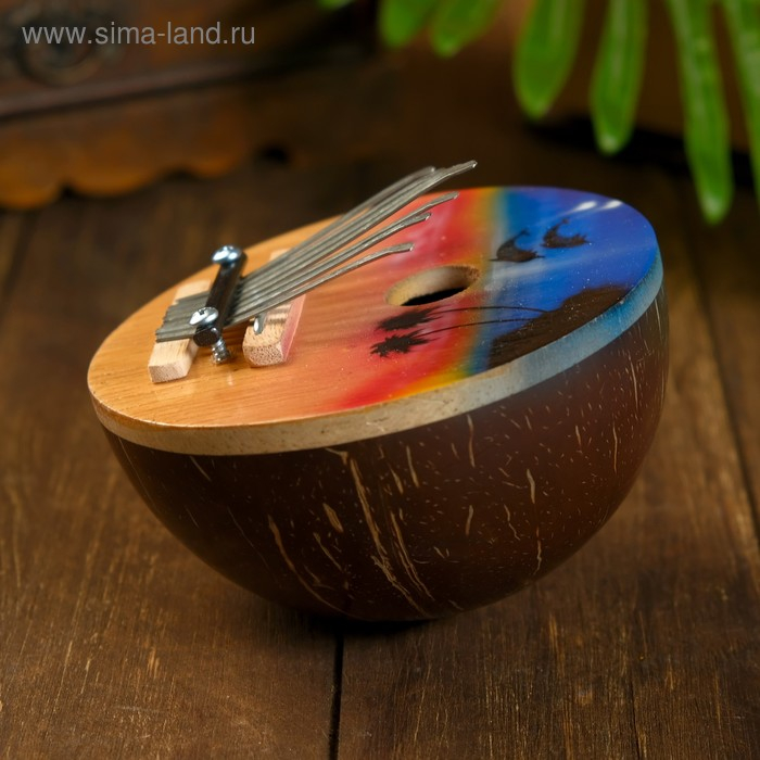 Сувенирный музыкальный инструмент Сувенирный музыкальный инструмент "Калимба курорт" круглая 7х14х14 см