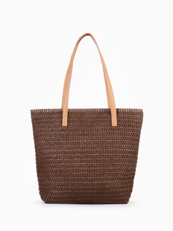 Сумка пляжная Одноцвет, 47*14*35, отд на молнии, подкладка, коричневый Сумка пляжная Одноцвет, 47*14*35, отд на молнии, подкладка, коричневый