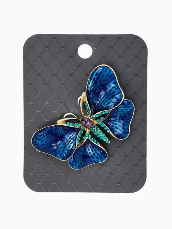 Брошь "Бабочка", глянцевая, цвет синий в золоте