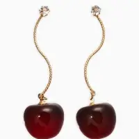 Серьги "Черешня", цвет бордовый в золоте