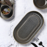 Блюдо фарфоровое овальное Magistro Urban, 450 мл, 24&times;13,7&times;2,7 см, цвет серый