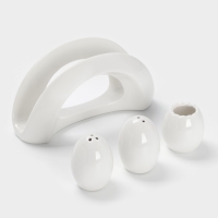 Набор для специй на бамбуковой подст 4 шт, солонка, перечница, салфетница, зубочист