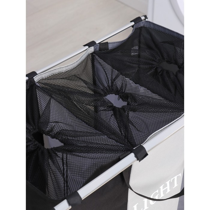 Корзина для белья Доляна Color, складная, тройная, 60&times;36&times;57 см