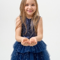 Платье детское с пайетками KAFTAN, размер 30 (98-104 см), синий Платье детское с пайетками KAFTAN, размер 30 (98-104 см), синий