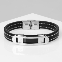 Браслет унисекс &laquo;Мощь&raquo; прямоугольная пряжка, цвет чёрный с серебром, 22 см