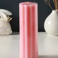 Свеча-цилиндр 7х20 см, 600 гр, с крупными гранями, розовый