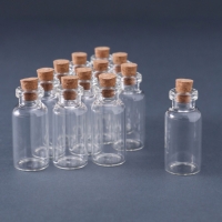 Бутылочка с пробкой, стекло, прозрачная 5 мл набор 12 шт 4х1,8х1,8 см Бутылочка с пробкой, стекло, прозрачная 5 мл набор 12 шт 4х1,8х1,8 см
