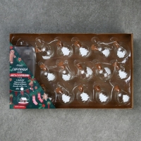 Гирлянда &laquo;Нить&raquo; 1.6 м с насадками &laquo;Шарики с ёлочкой&raquo;, IP20, серебристая нить, 15 LED, батарейки ААх2 (нет в комплекте), свечение белое