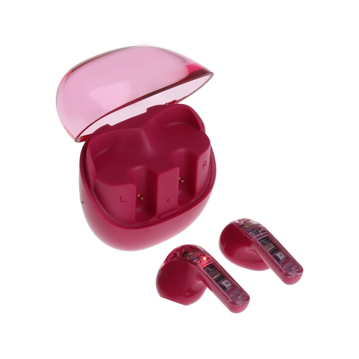 Наушники беспроводные R20, TWS, вкладыши, BT 5.3 , 30/200 мАч, шумоподавление, малиновые Наушники беспроводные R20, TWS, вкладыши, BT 5.3 , 30/200 мАч, шумоподавление, малиновые
