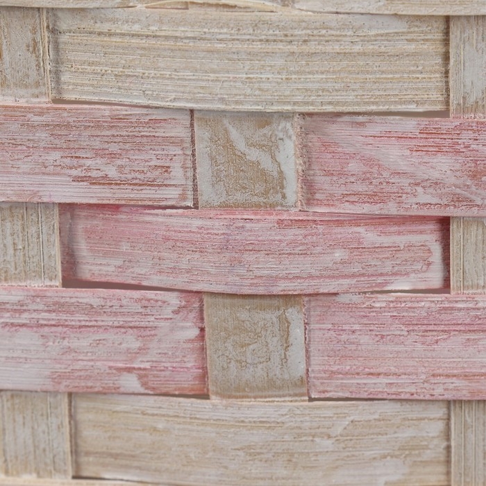 Корзина плетеная, D25 х 18 х 11/19 см, розовая, бамбук Корзина плетеная, D25 х 18 х 11/19 см, розовая, бамбук