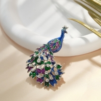Брошь &laquo;Павлин роскошный&raquo; цветная в серебре