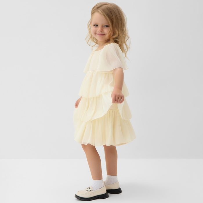 Платье для девочки MINAKU: PartyDress, цвет молочный, рост 128 см Платье для девочки MINAKU: PartyDress, цвет молочный, рост 128 см