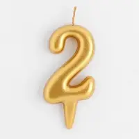Свеча для торта &laquo;Цифра 2&raquo;, золотая, 5.5 см