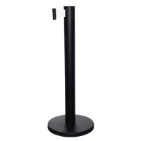 Стойка ограждения черная, с вытяжной лентой-180см белая, высота-90см,d- 6см, напольный d-32см Стойка ограждения черная, с вытяжной лентой-180см белая, высота-90см,d- 6см, напольный d-32см