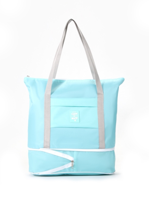 Сумка дорожная на молнии, голубая